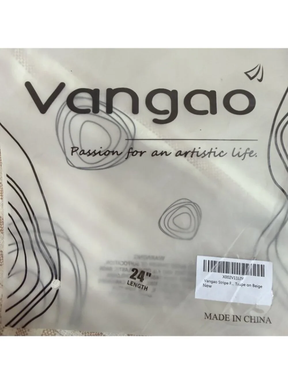 Vangao 2 Pack Stripe Farmhouse Kitchen 24” Length X 26” Linen Cafe Curtains Tan